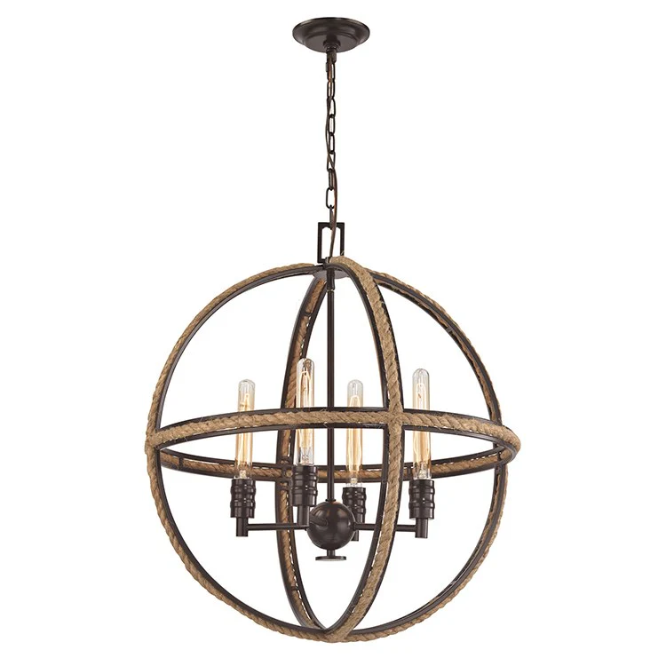 Natural Rope Four-Light Chandelier - Fashion Us