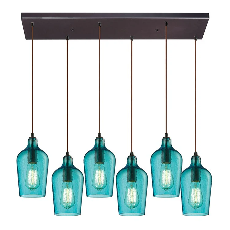 Hammered Glass Six-Light Pendant - Fashion Us