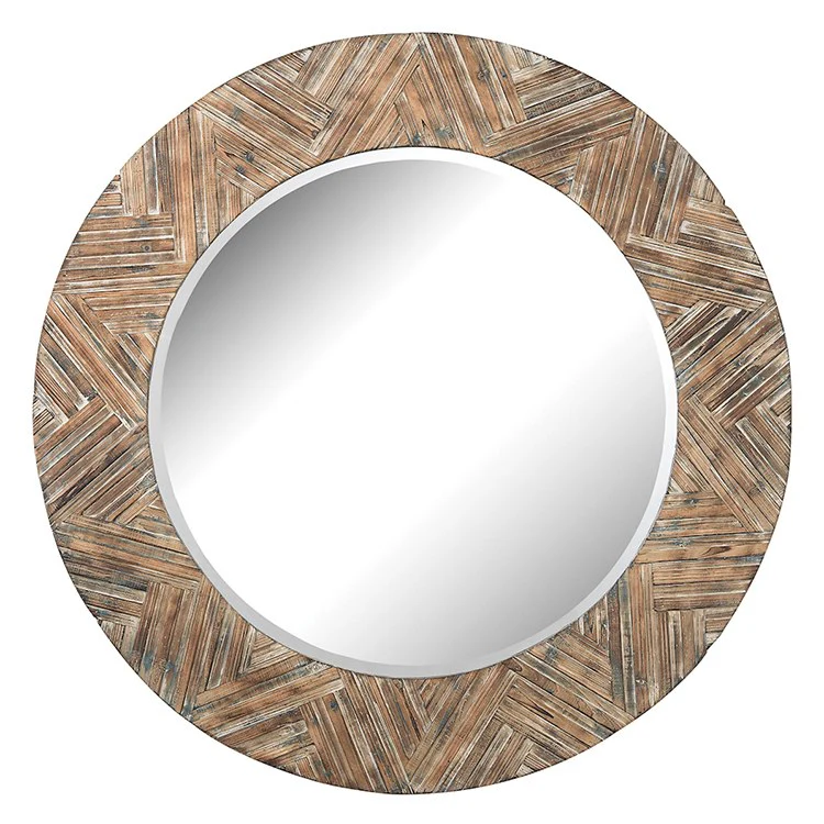 Large Round Wood Mirror - Fashion Us